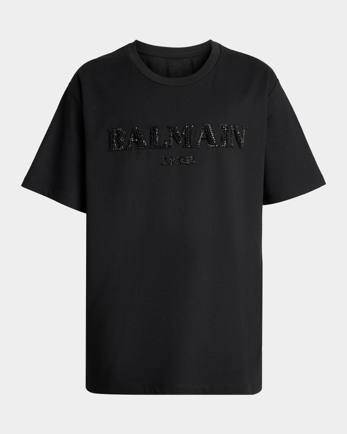 Balmain Men's Crystal Vintage Logo Crewneck T-Shirt