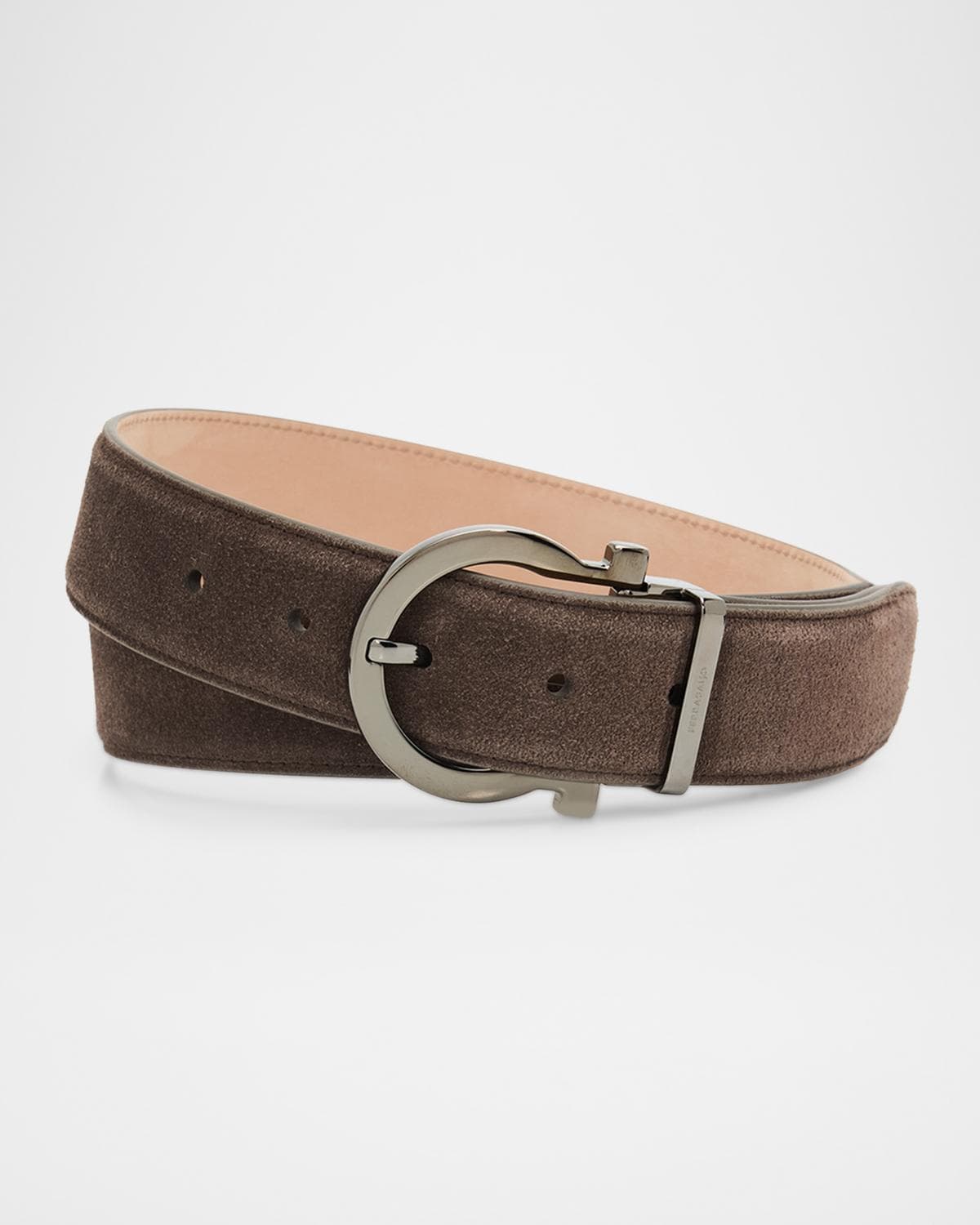 FERRAGAMO Men's Leather Gancio-Buckle Belt