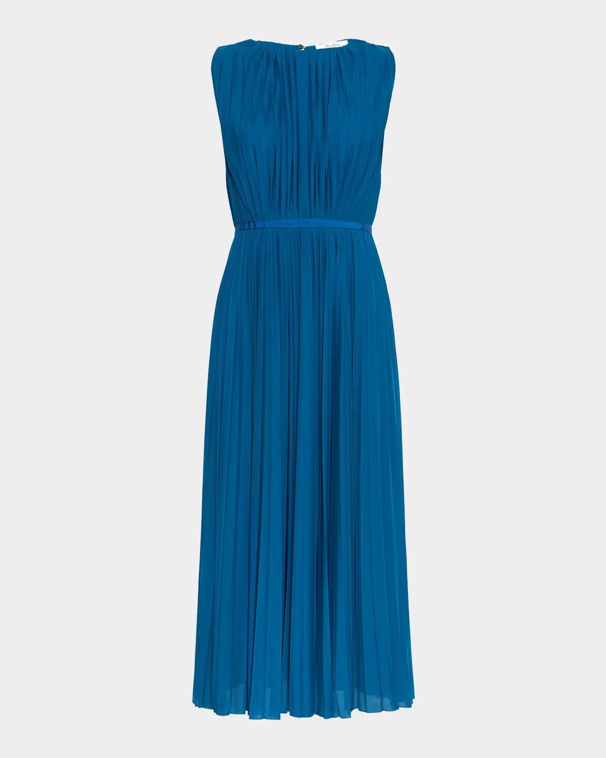 Max Mara Sleeveless Pleated Jersey Midi Dress