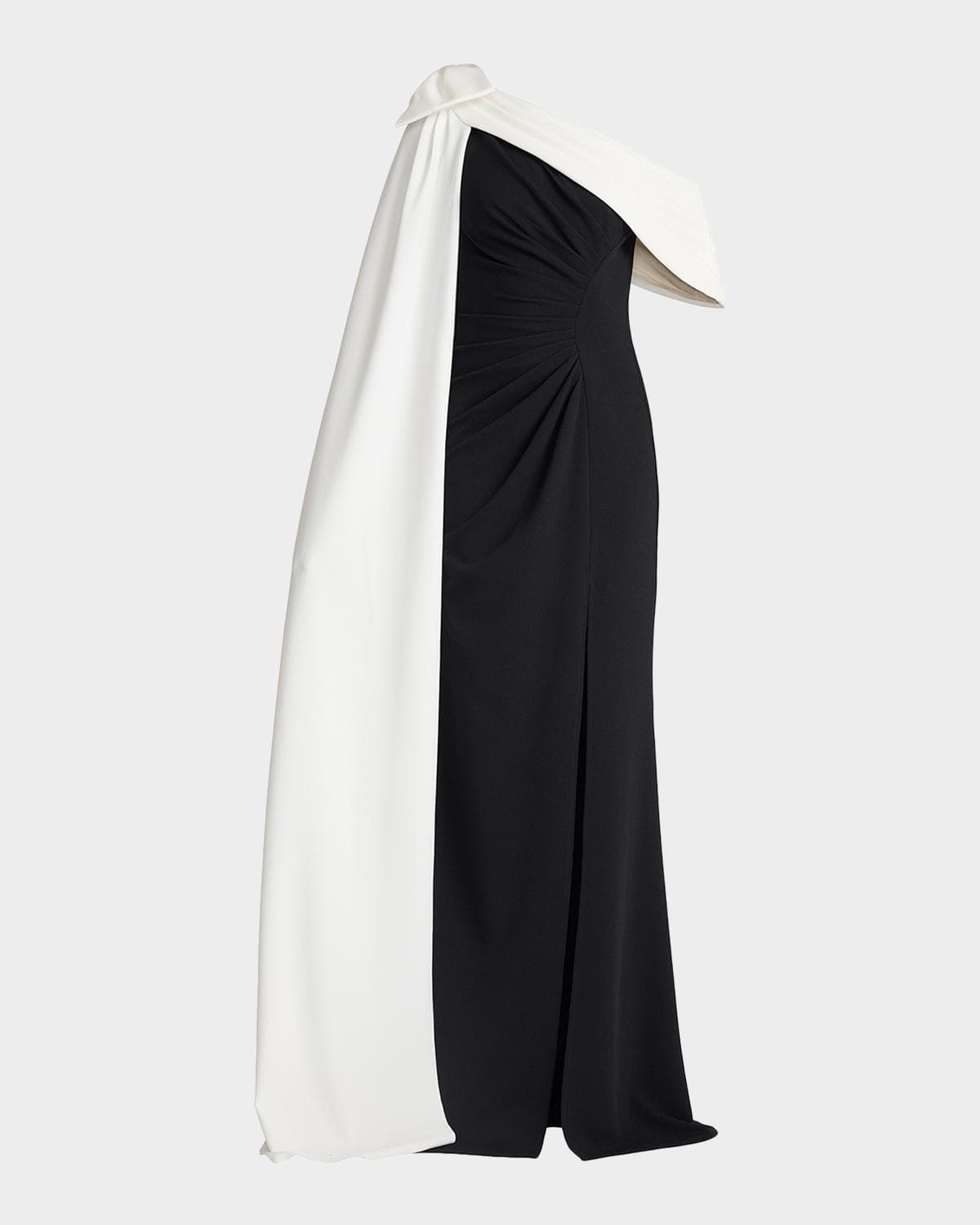 Tadashi Shoji One-Shoulder Draped Crepe Gown