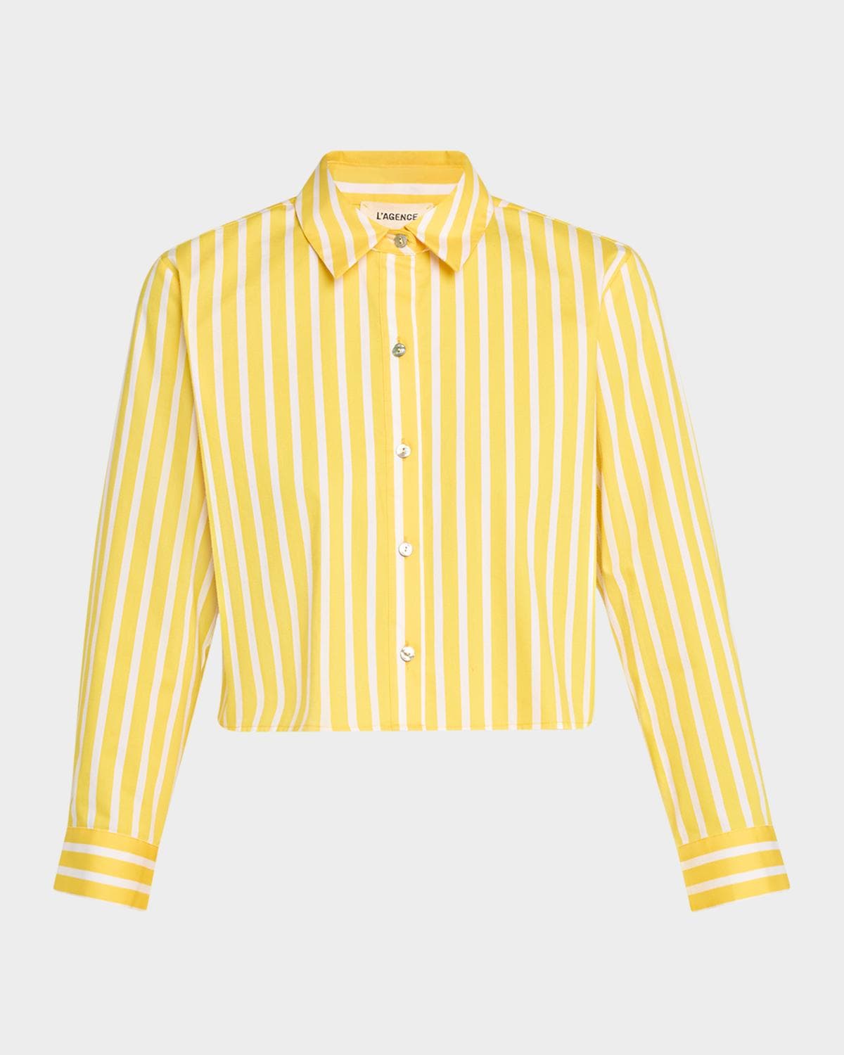 L 'AGENCE Cosette Striped Cropped Shirt