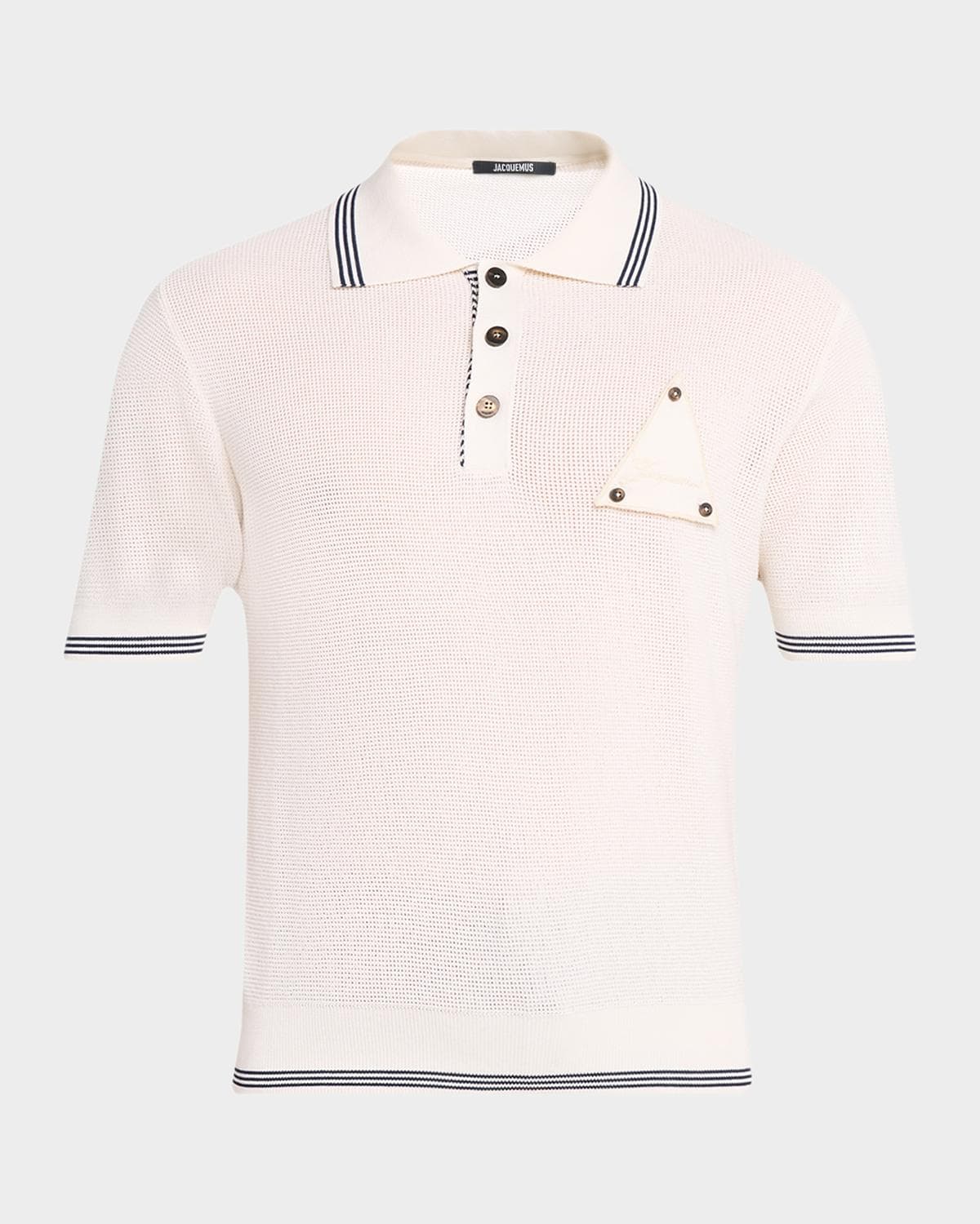 Jacquemus Men's Silk and Cotton Mesh Polo Shirt