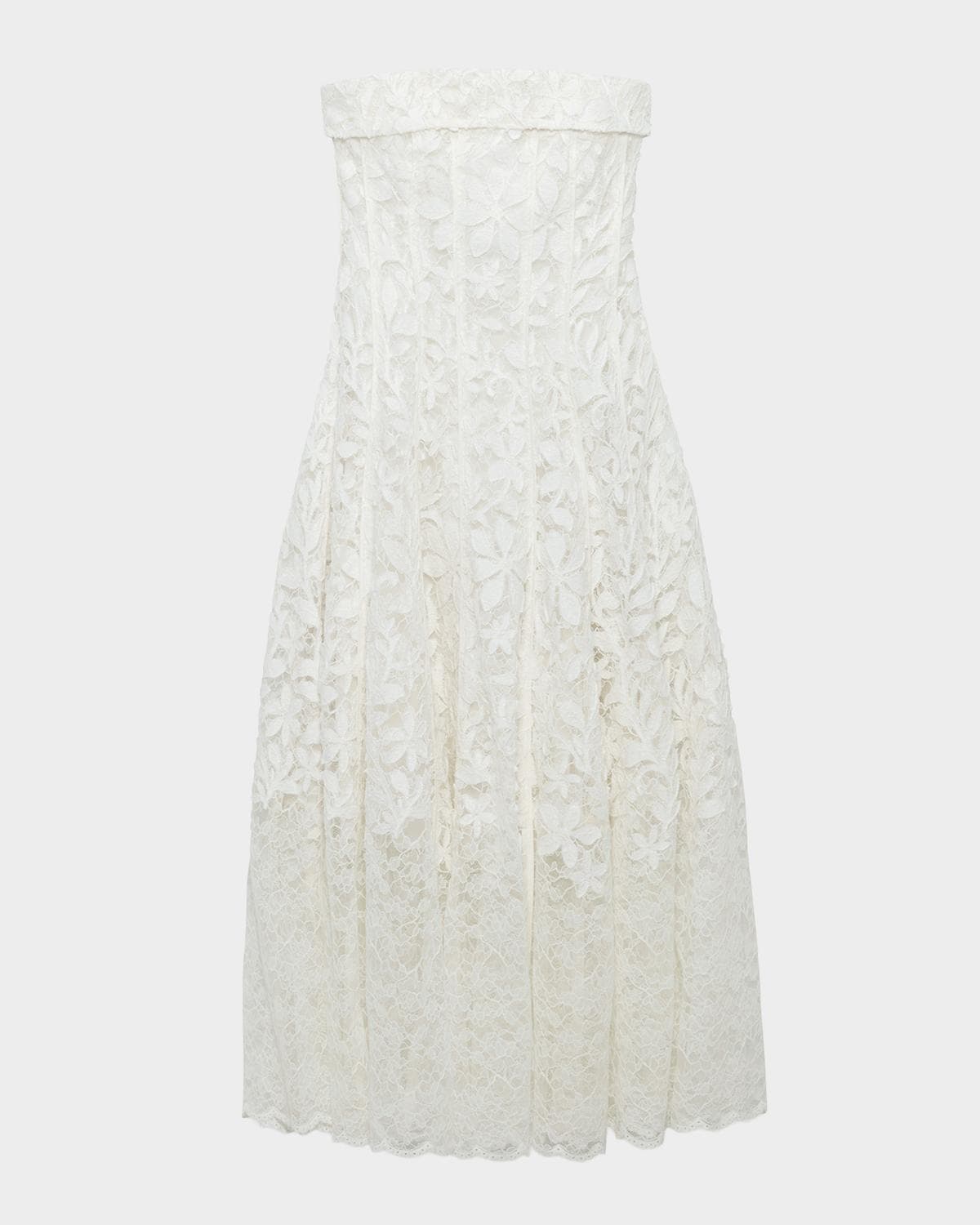 SIMKHAI Imogen Strapless Cotton Lace Midi Dress