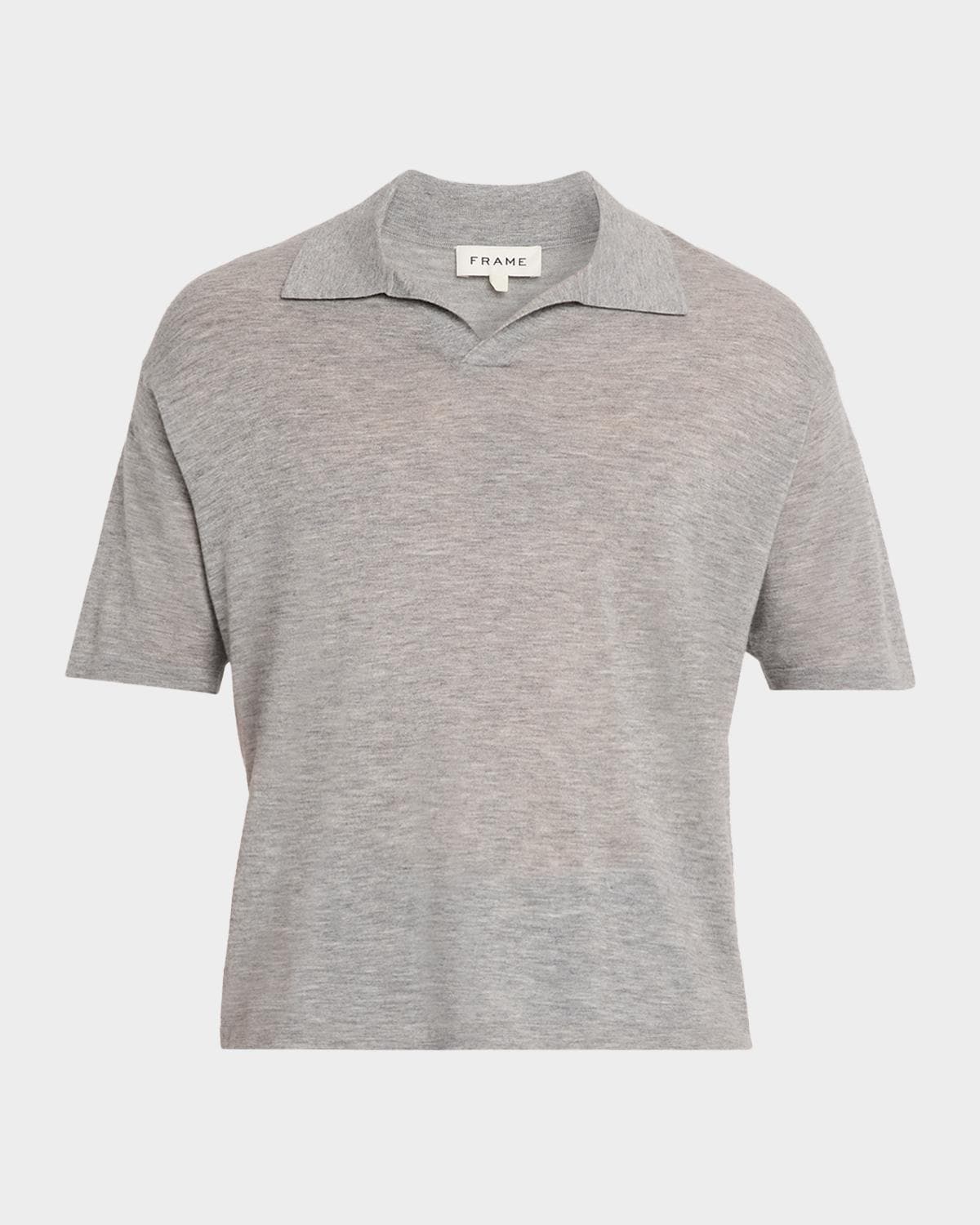 FRAME Men's Wool and Cashmere Johnny Collar Short-Sleeve Polo Sweater