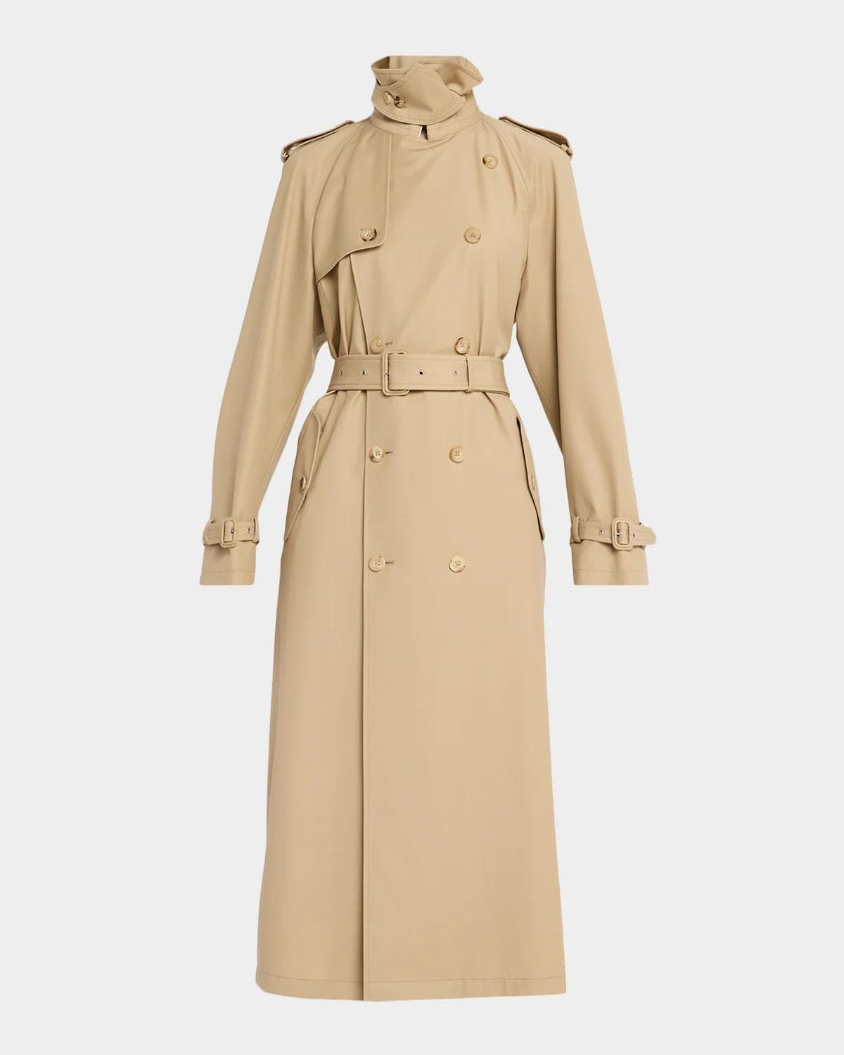 Ralph Lauren Collection Techno Wool Gabardine Belted Long Trench Coat