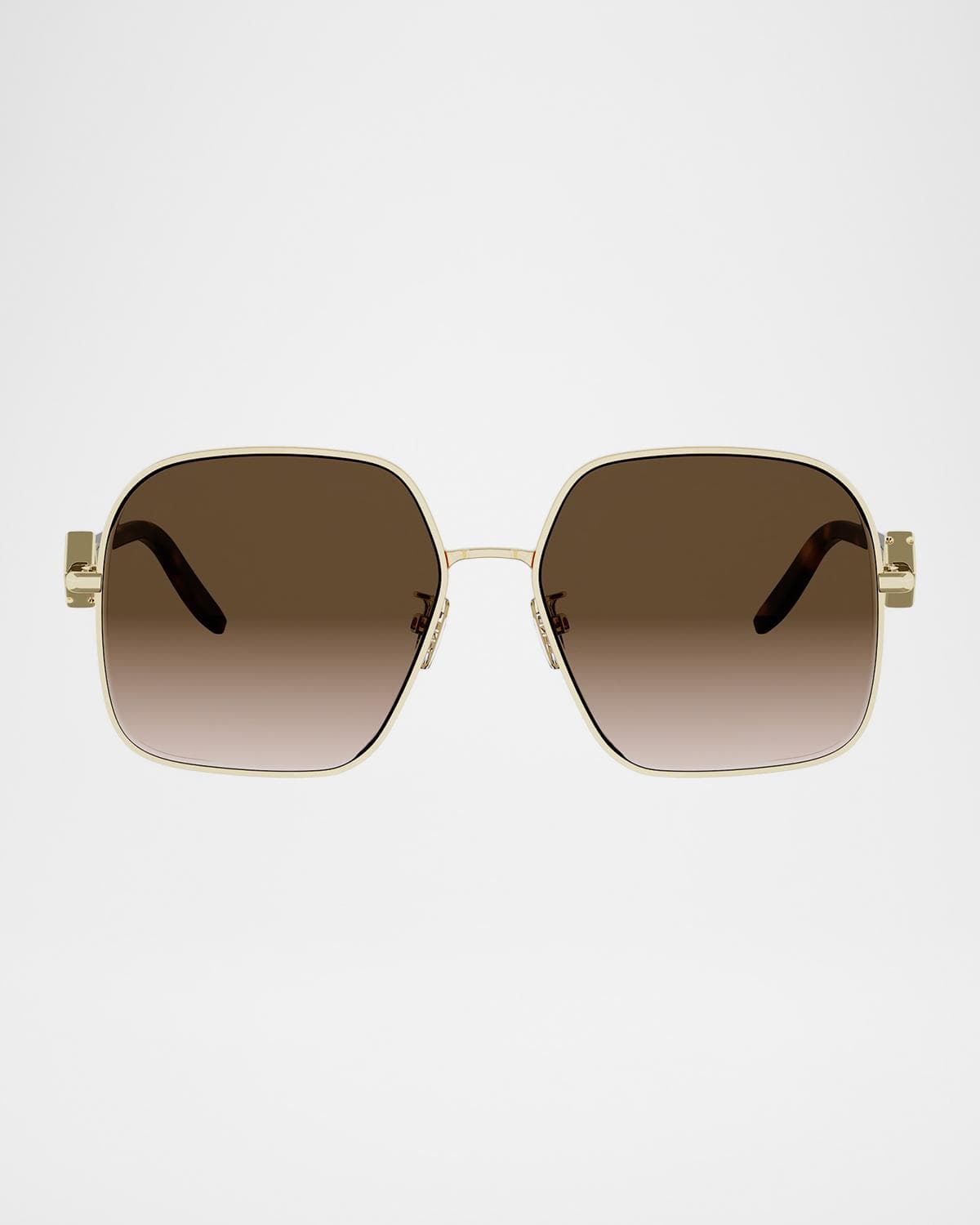 Fendi FF Diamonds 58mm Metal Square Sunglasses