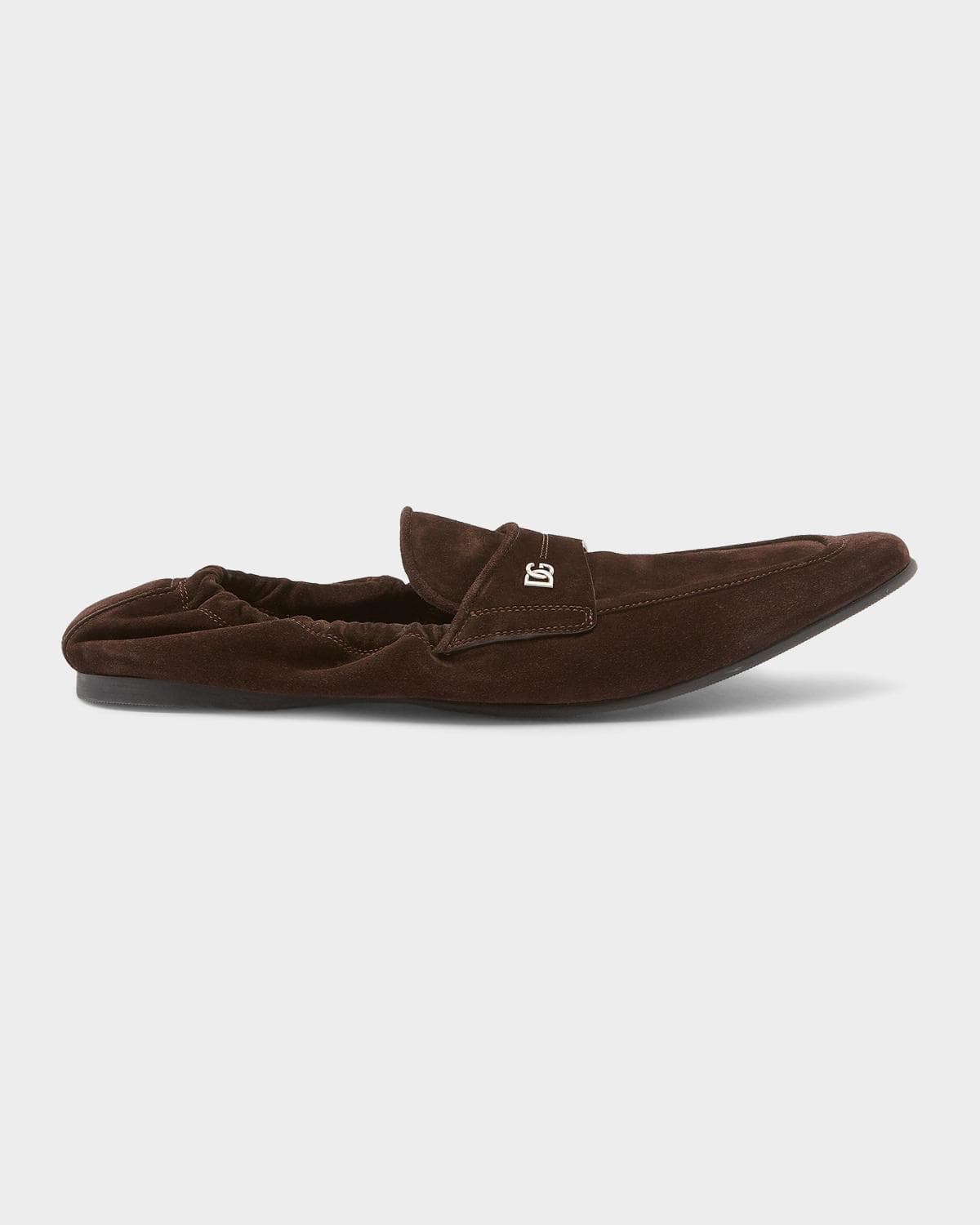 Dolce & Gabbana Men's Suede DG-Logo Elastic Penny Loafers