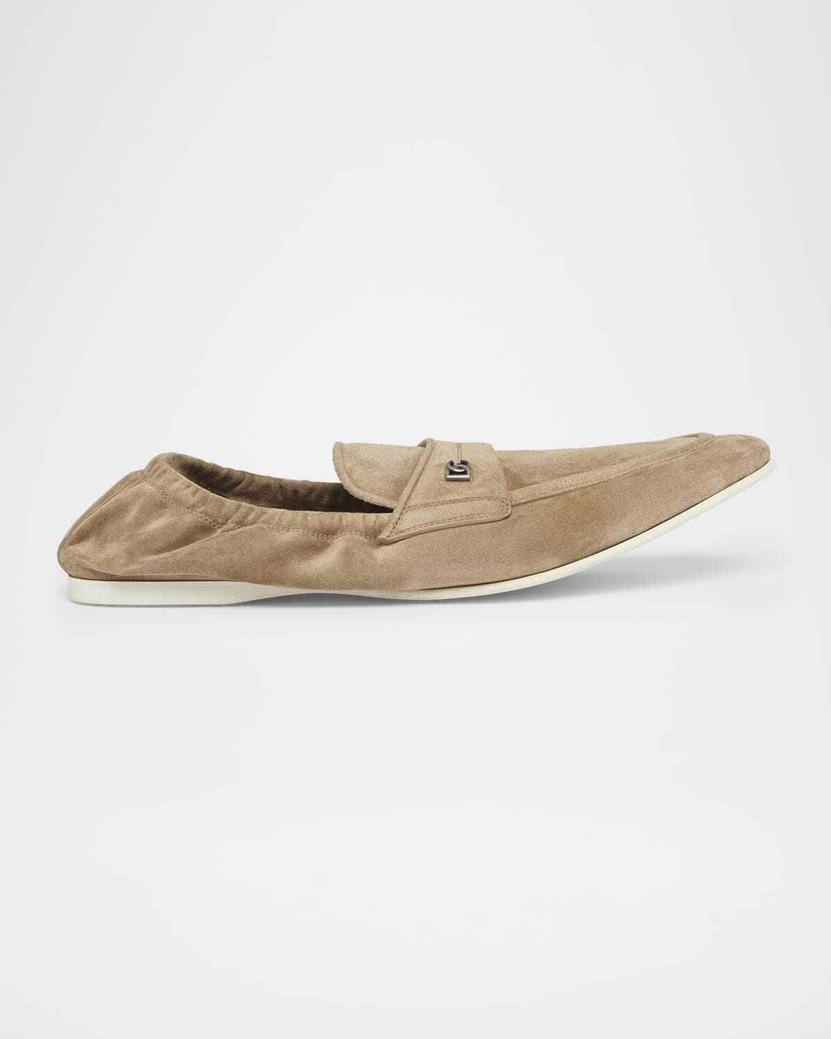 Dolce & Gabbana Men's Suede DG-Logo Elastic Penny Loafers