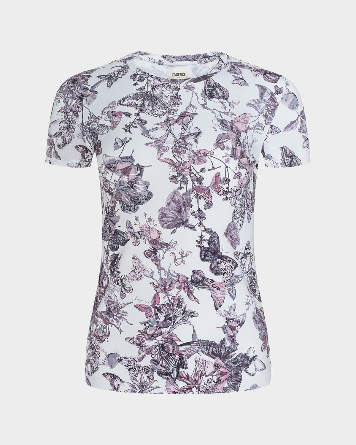 L 'AGENCE Ressi Short-Sleeve Butterfly Vine Tee