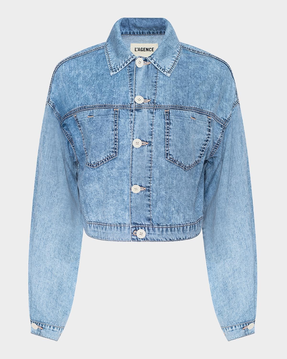 L 'AGENCE Gaines Balloon-Sleeve Denim Jacket