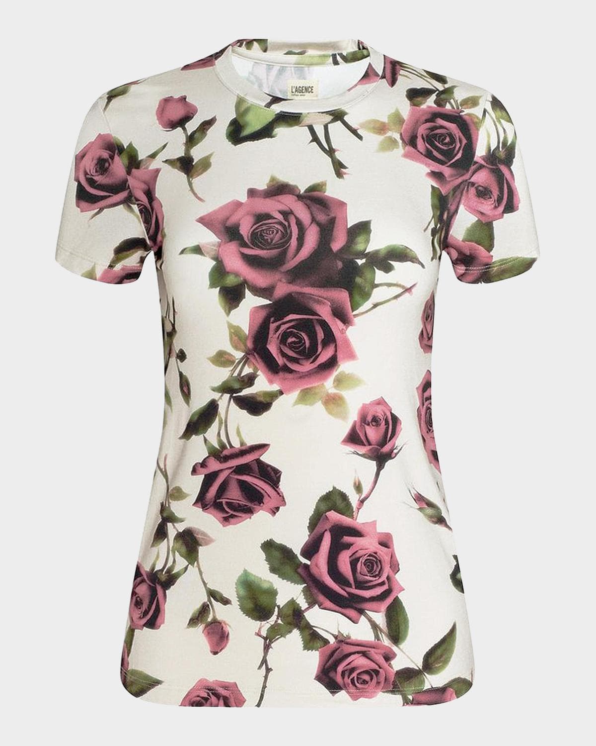 L 'AGENCE Ressi Short-Sleeve Rose Tee