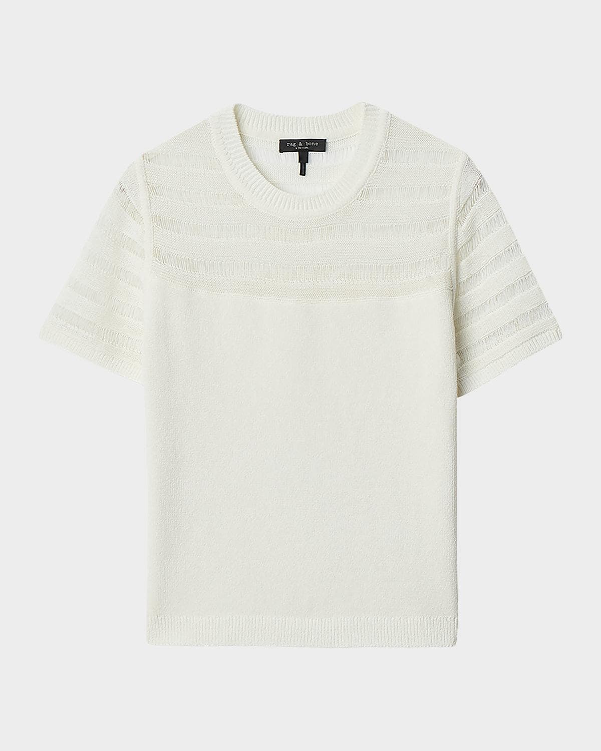 rag & bone Britt Lattice-Knit Short-Sleeve Sweater