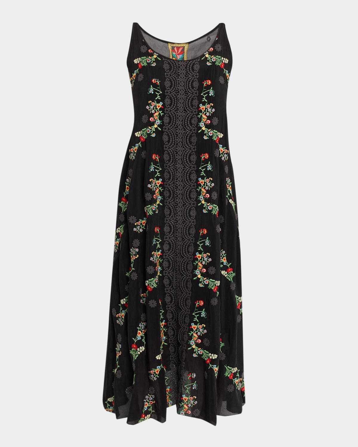 Johnny Was Mia Embroidered Midi Slip Dress