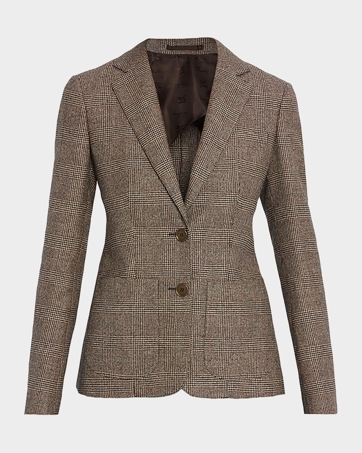 Burberry Prince of Wales Check Wool-Linen Single-Breasted Jacket