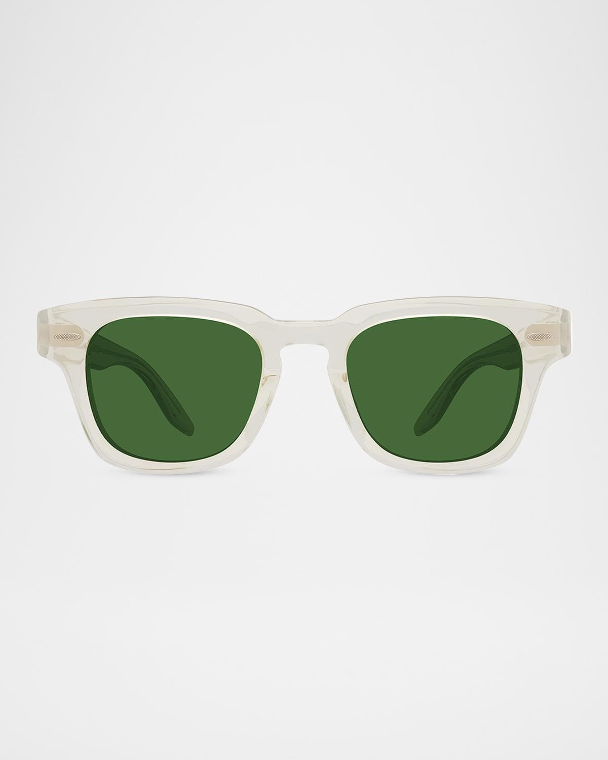 Barton Perreira Men's Keyhole-Bridge Transparent Acetate Square Sunglasses