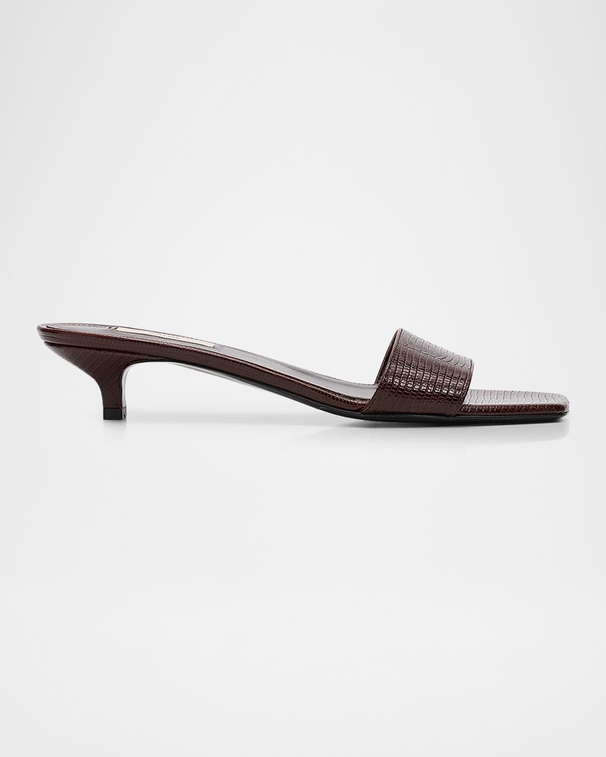 Toteme Lizard Leather Kitten-Heel Sandals