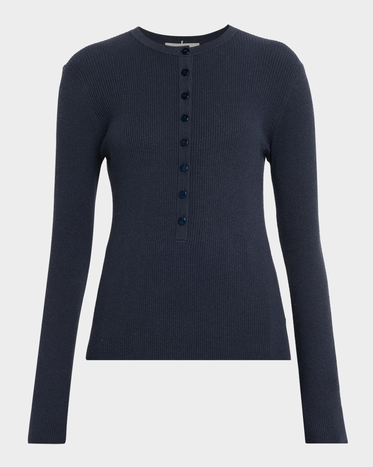 Lisa Yang Airi Cotton-Cashmere Henley Sweater