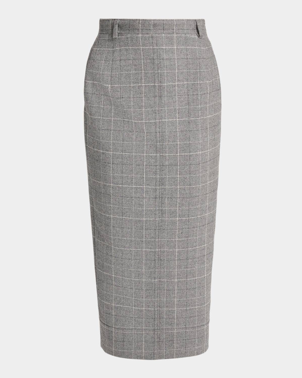 Thom Browne Windowpane Wool Tailored Midi Skirt