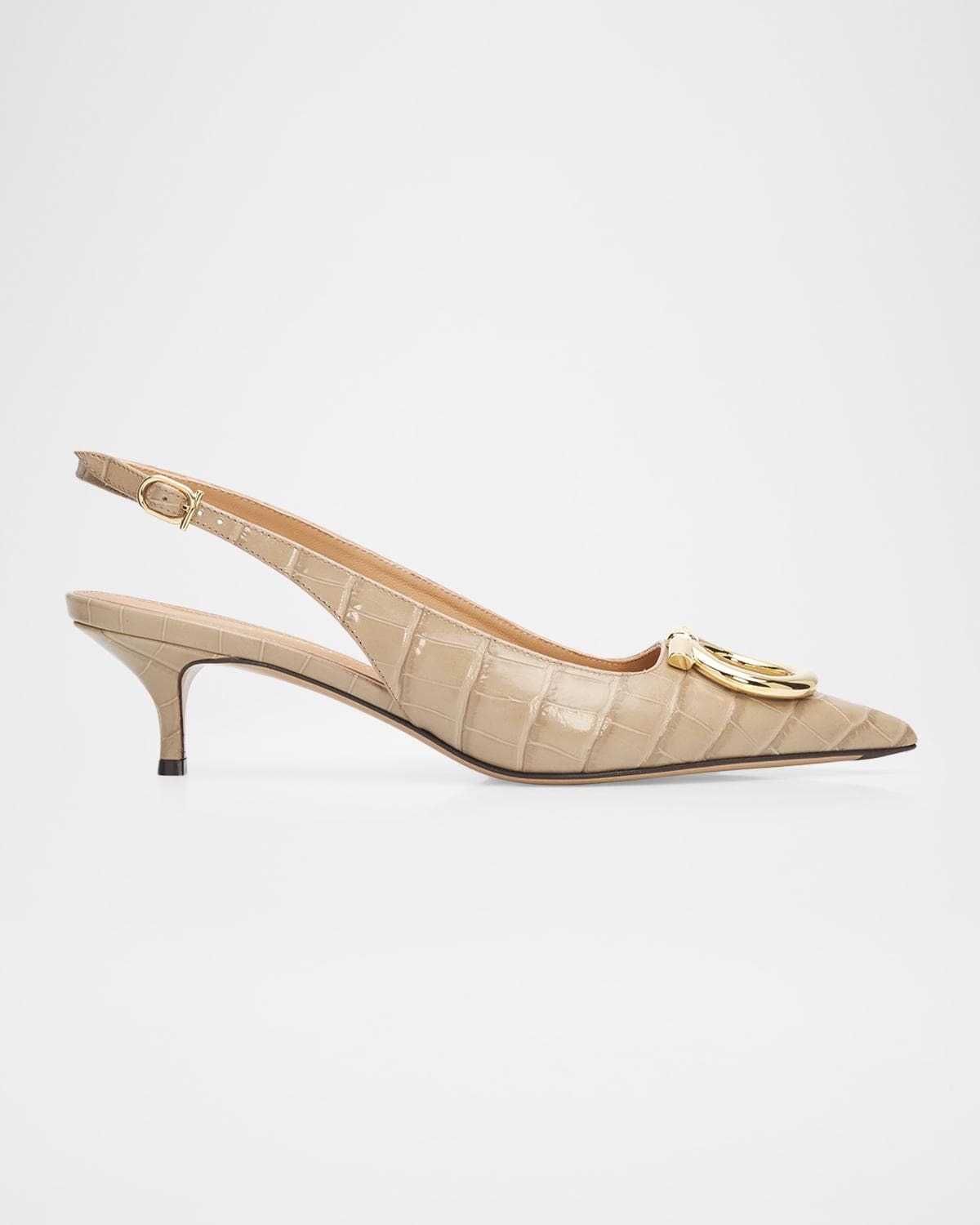 FERRAGAMO Sara 40MM Croc-Print Leather Slingback Pumps