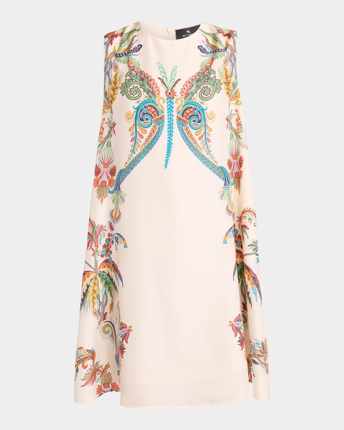 Etro Paisley-Print Silk Sleeveless Shift Dress