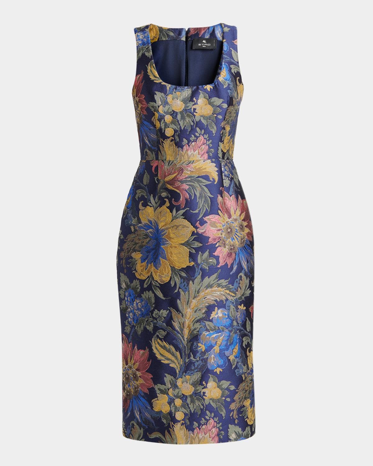 Etro Sleeveless Floral Jacquard Midi Dress