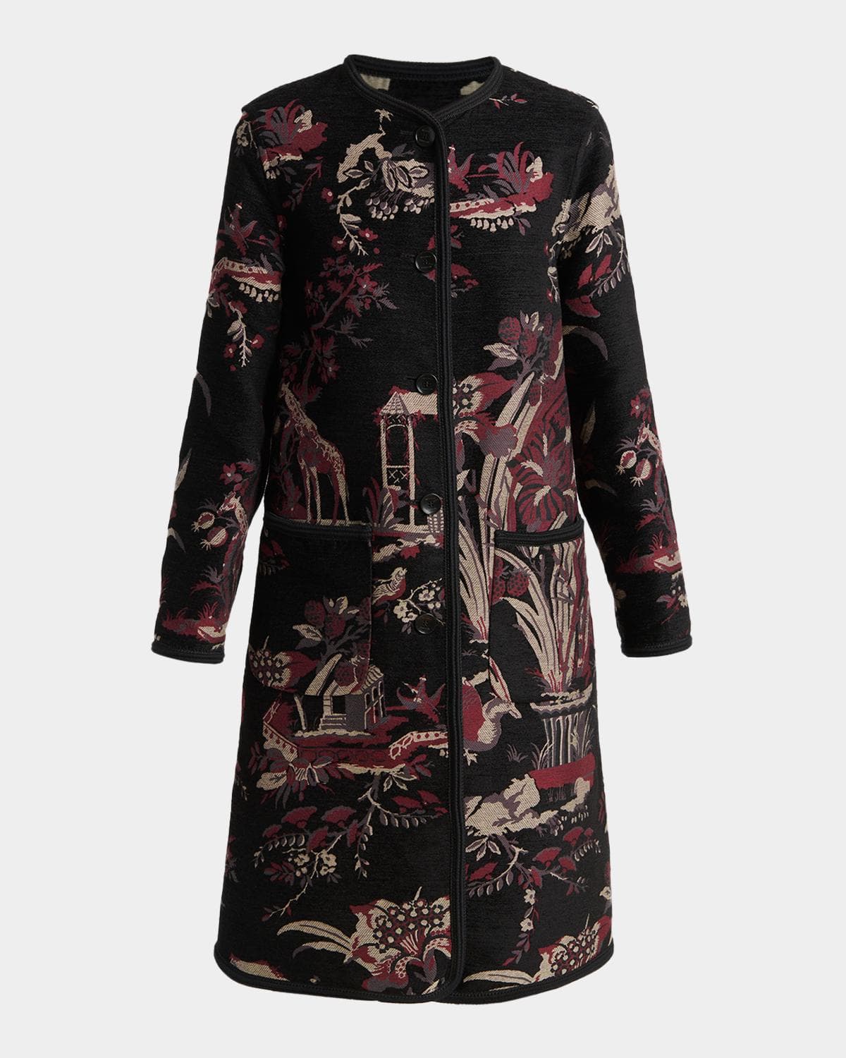 Etro Toile Brocade Single-Breasted Long Coat