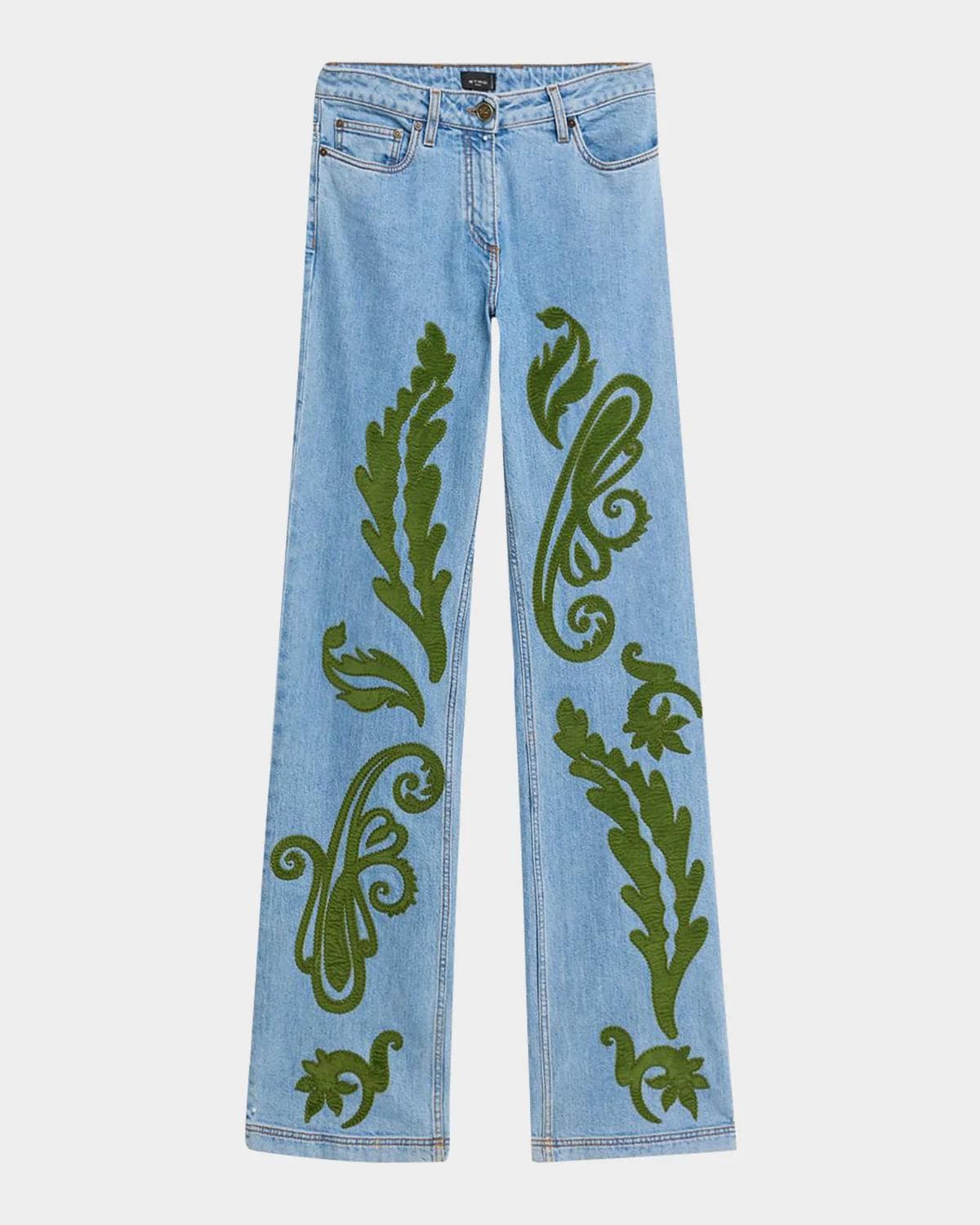 Etro Paisley Embroidered Bootcut Jeans