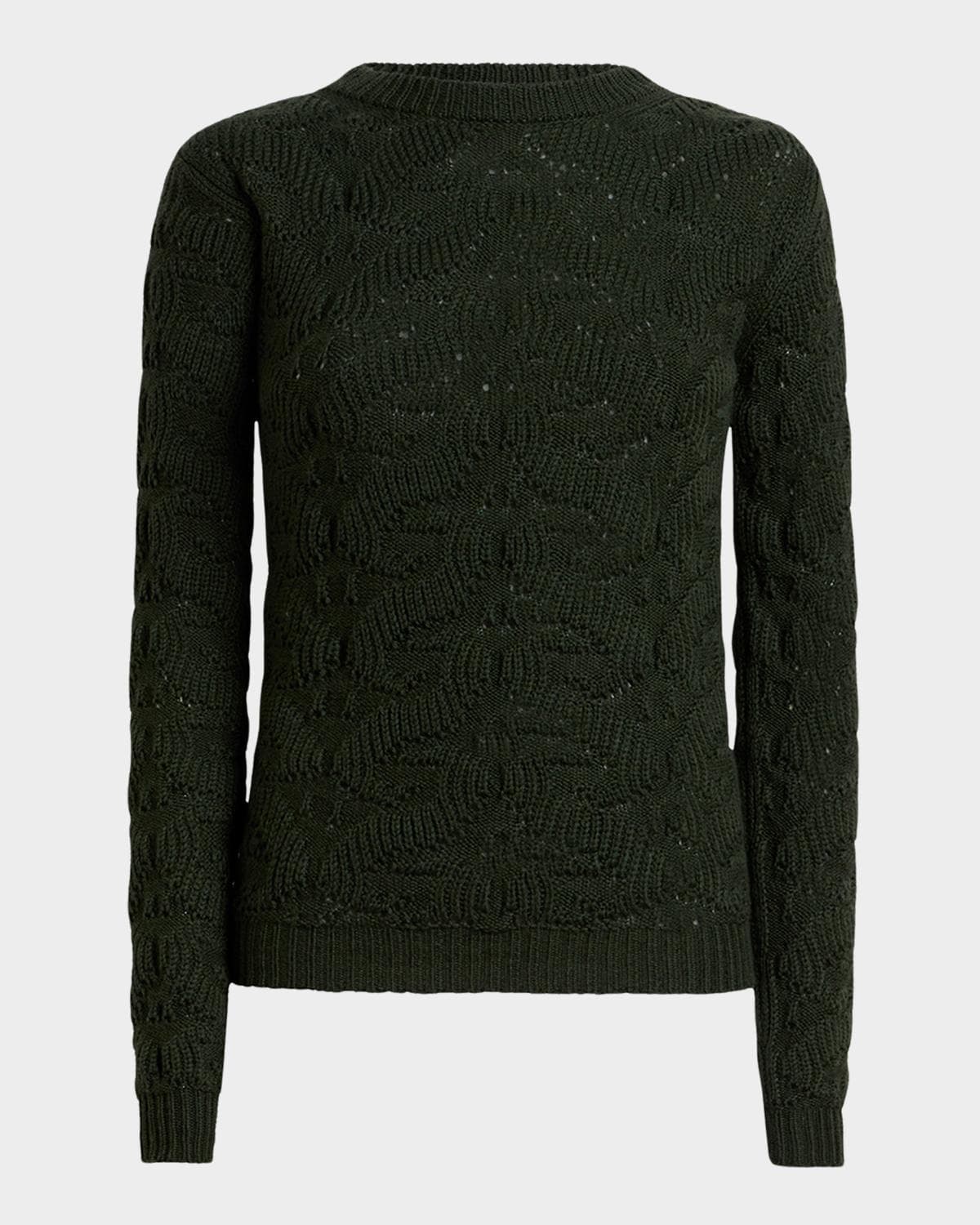 Etro Textured Pointelle Wool Crewneck Sweater