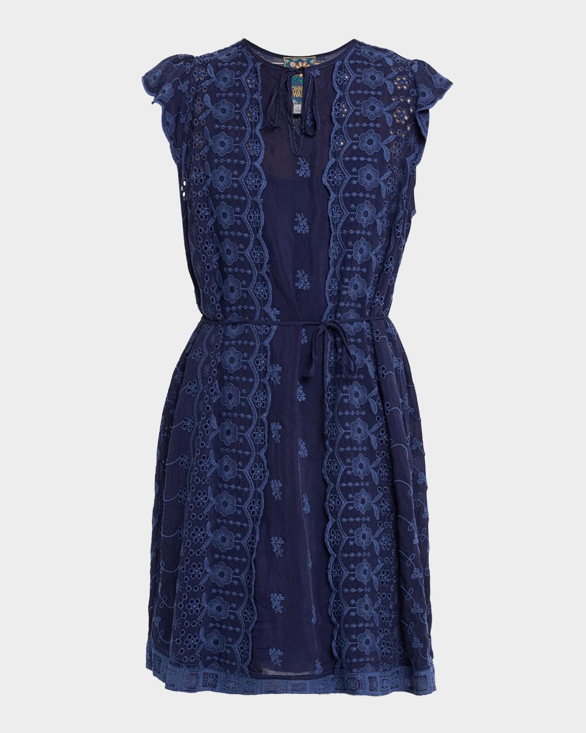 Johnny Was Daisy Eyelet Floral-Embroidered Mini Dress
