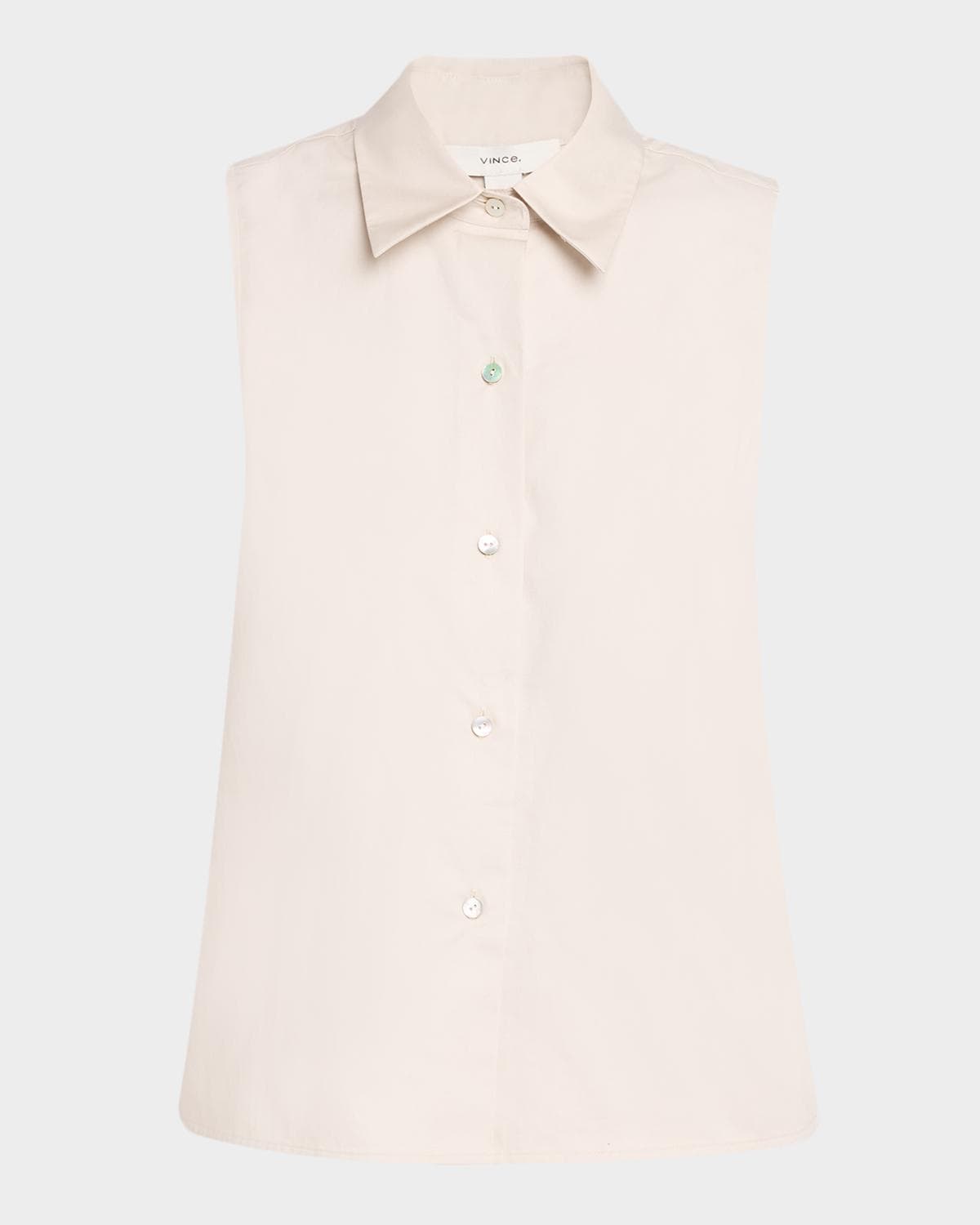 Vince Sleeveless Buttoned Poplin Top