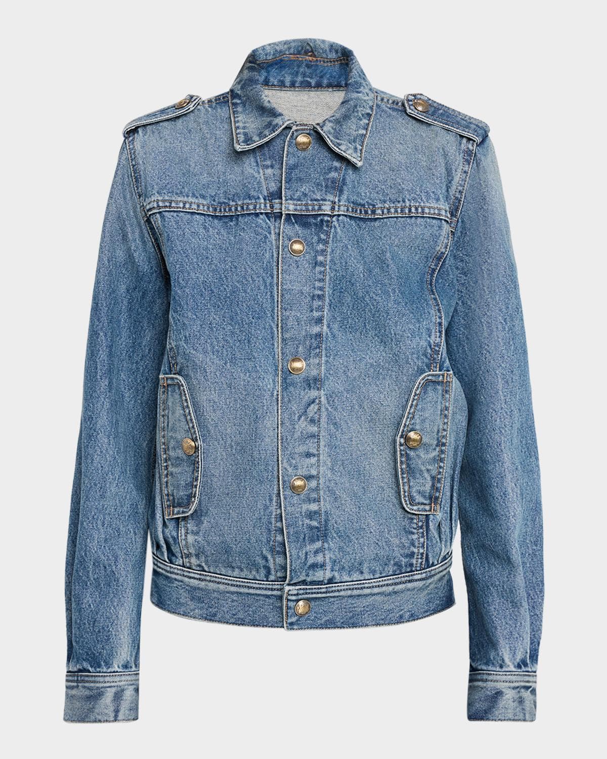 Nili Lotan Lorraine Acid-Washed Denim Jacket