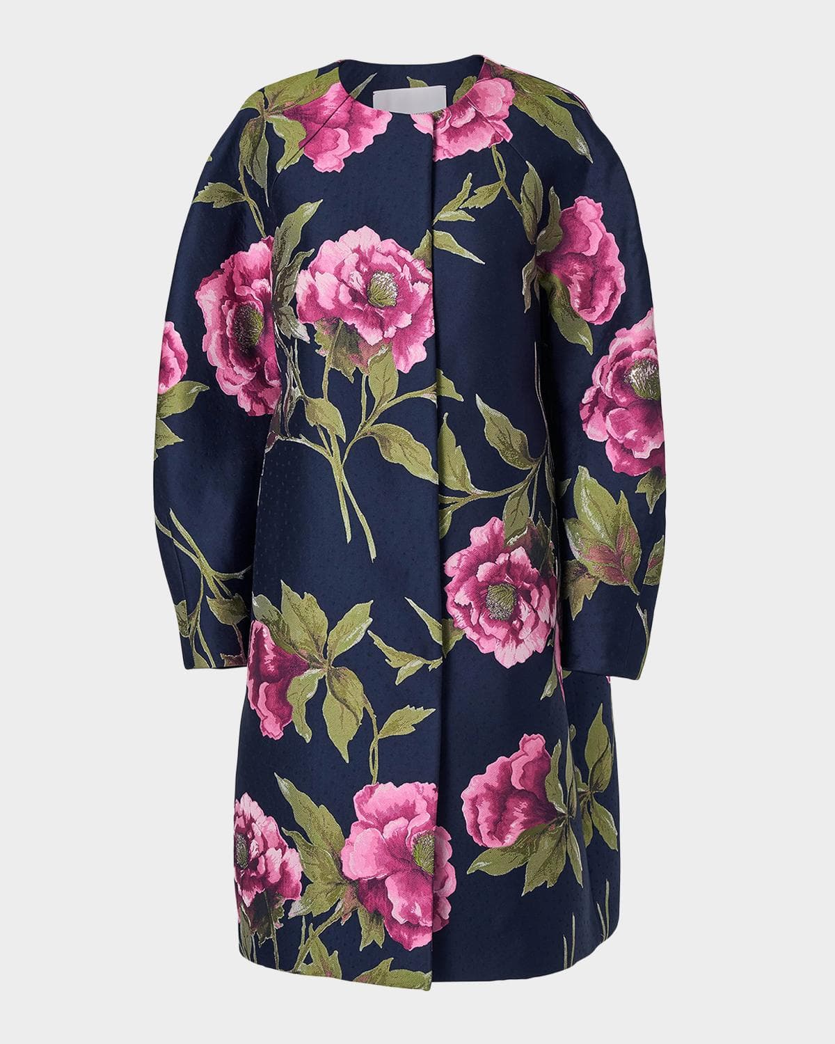 Carolina Herrera Floral Collarless Cocoon Coat