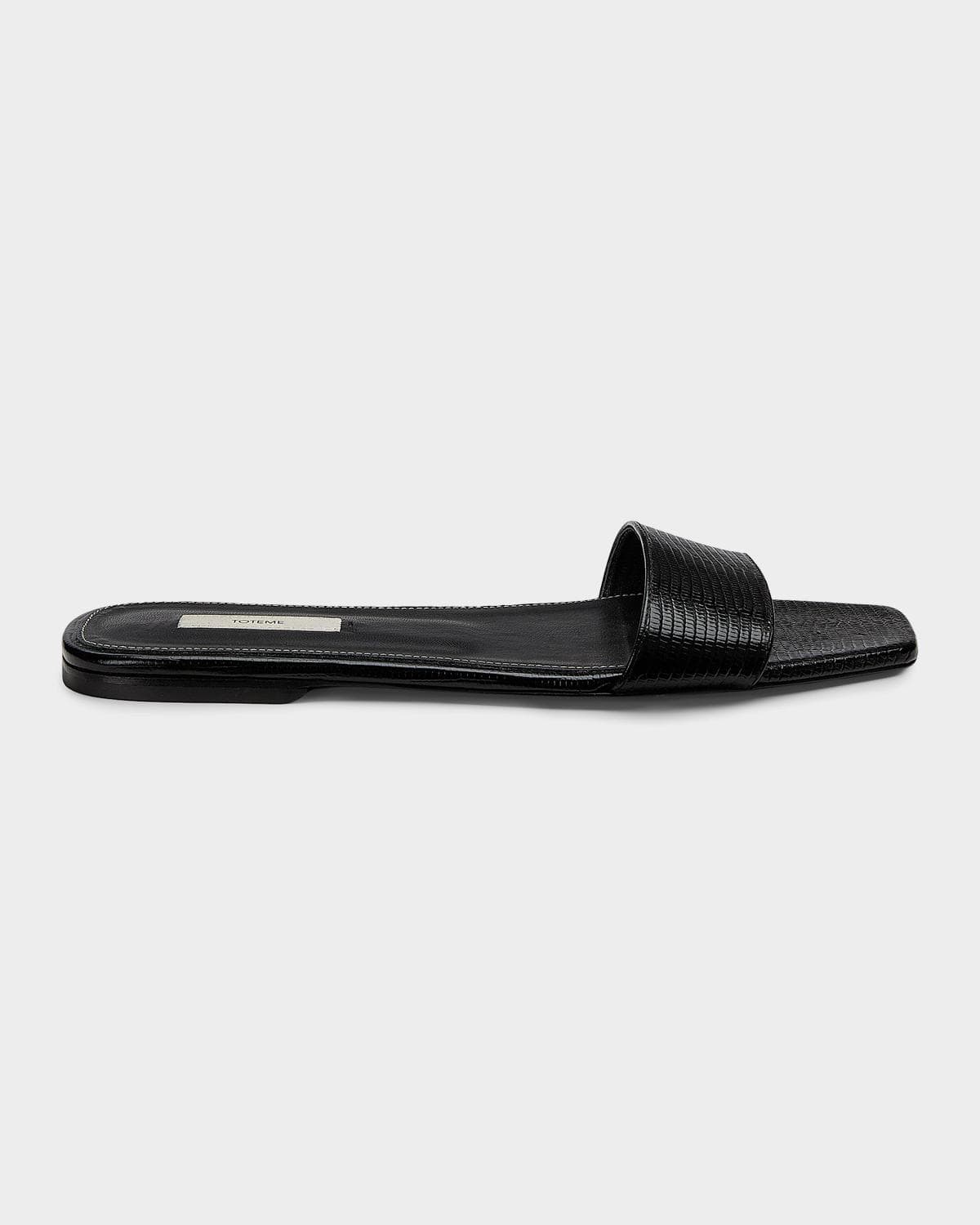 Toteme Lizard-Embossed Leather Flat Sandals