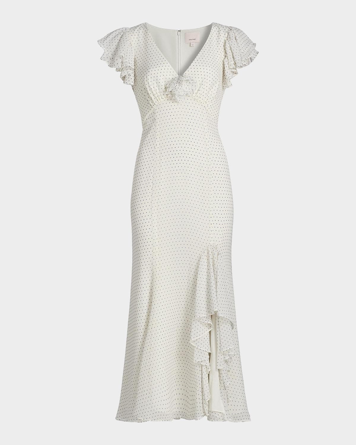 Cinq à Sept Talia Polka-Dot Ruffled Midi Dress