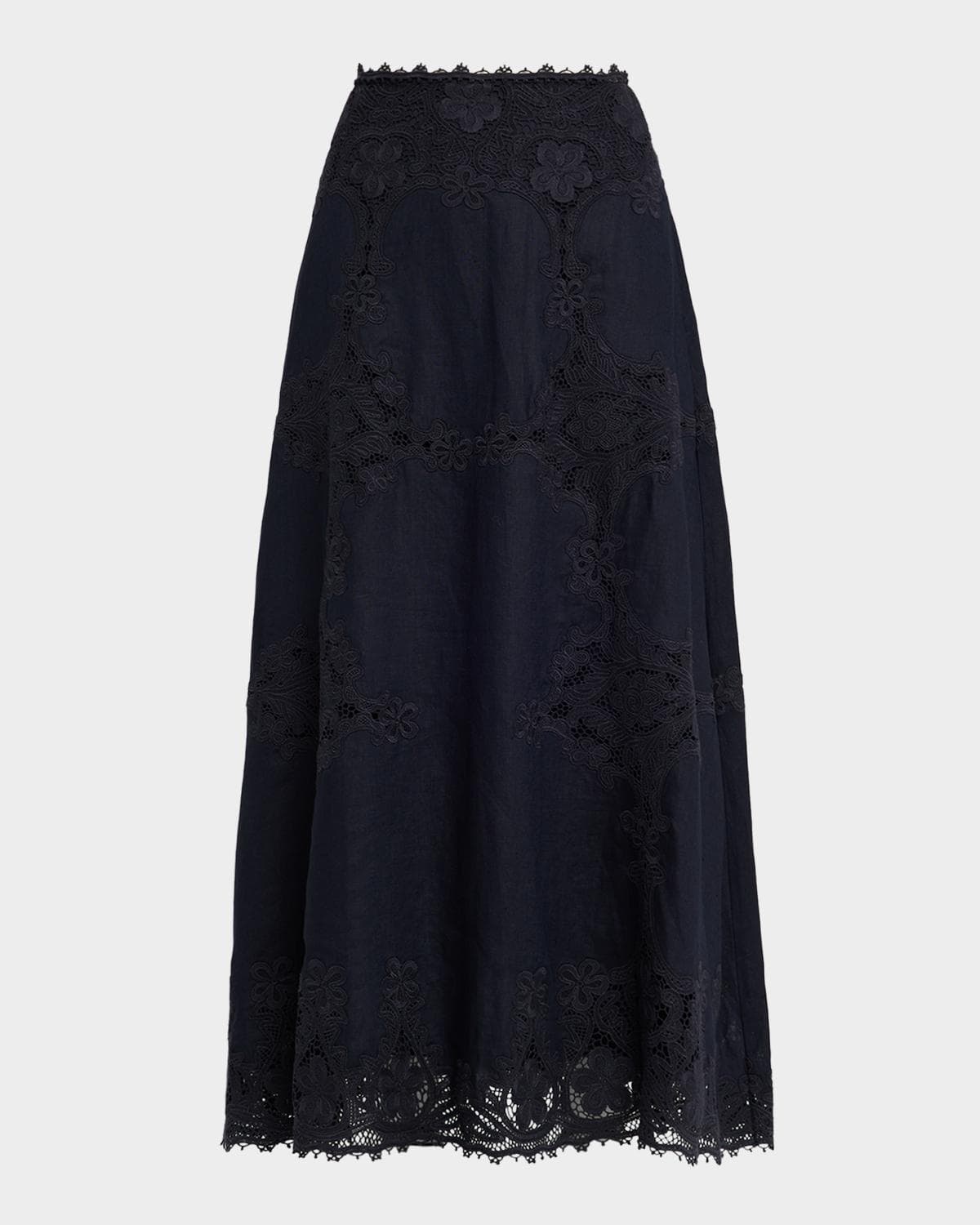 Ulla Johnson Fleur Embroidered Linen-Blend Midi Skirt
