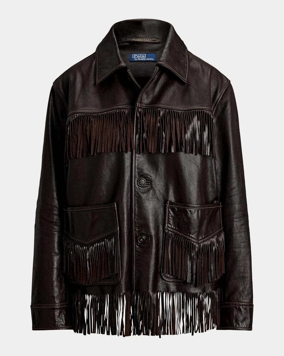 Polo Ralph Lauren Fringed Leather Button-Front Jacket