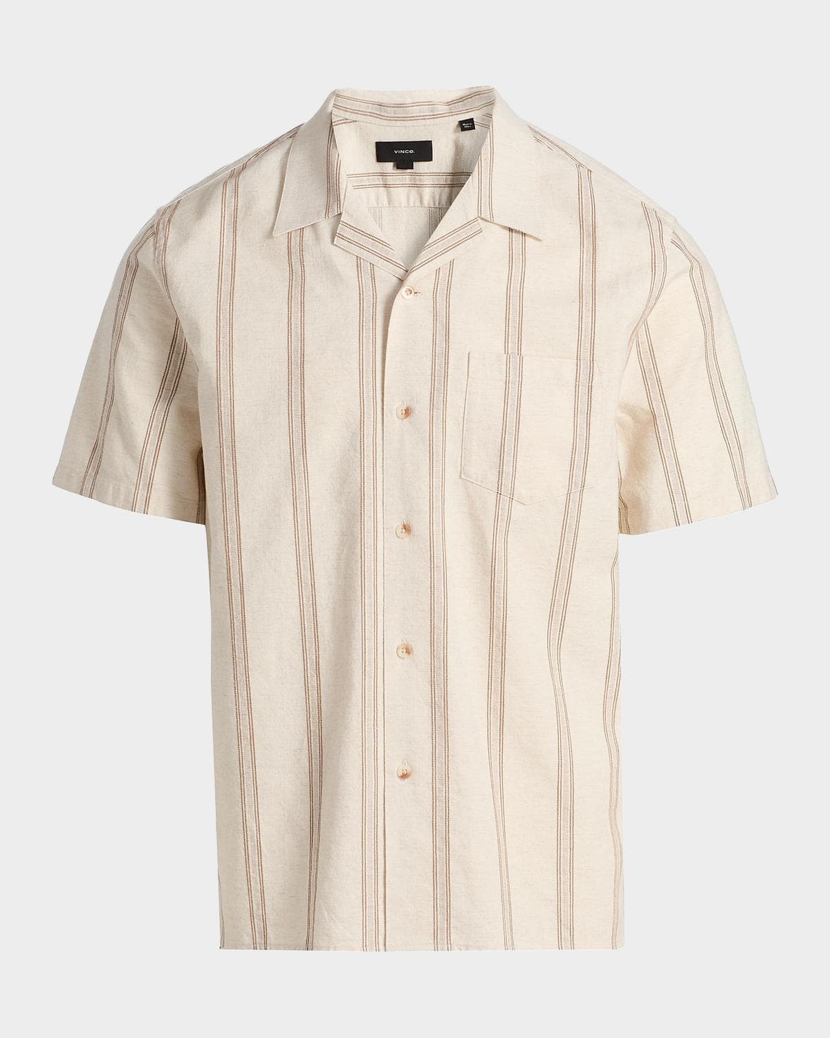 Vince Men's Cove Cotton and Hemp Stripe Short-Sleeve Shirt