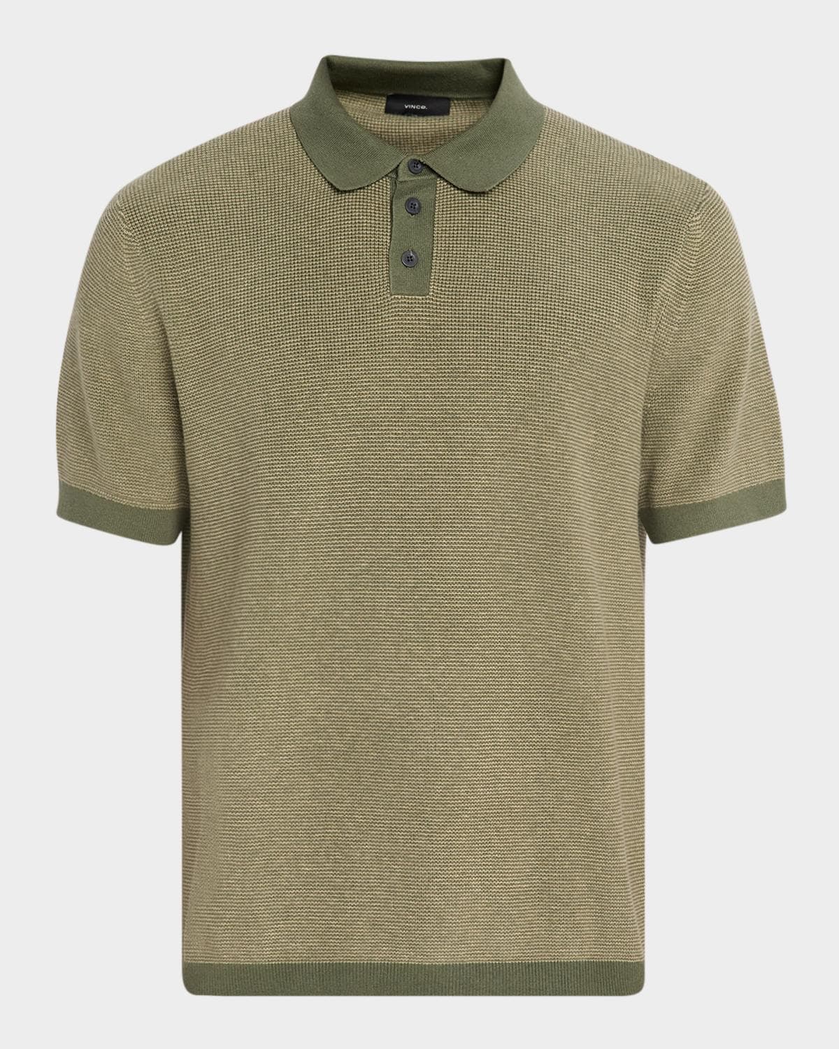 Vince Men's Cotton and Cashmere Micro-Knit Short-Sleeve Polo Sweater