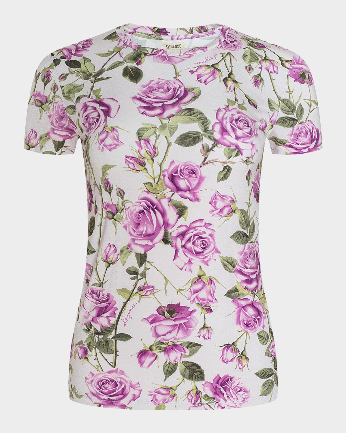 L 'AGENCE Ressi Short-Sleeve Rose Tee