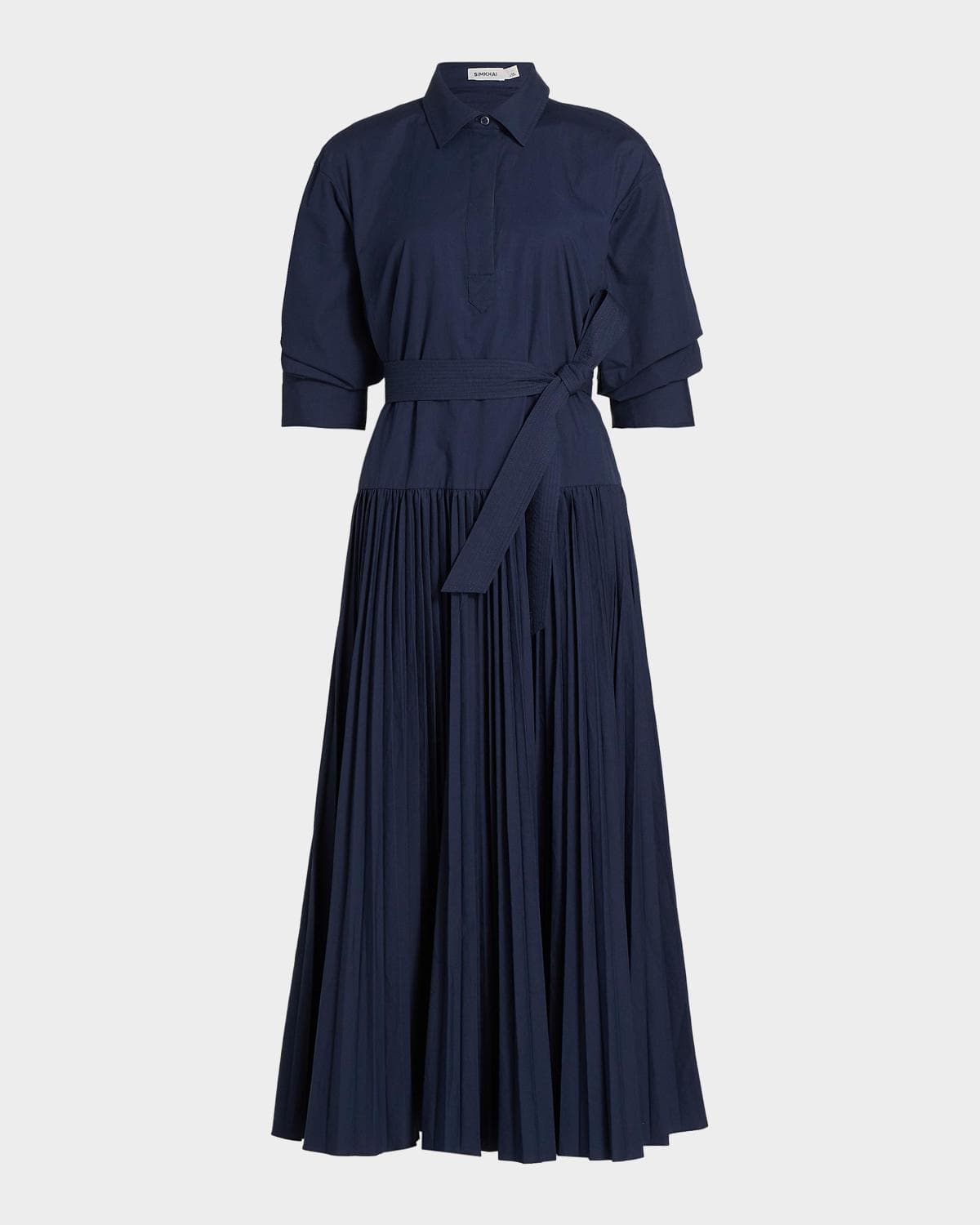 SIMKHAI Arlo Belted Cotton Maxi Dress