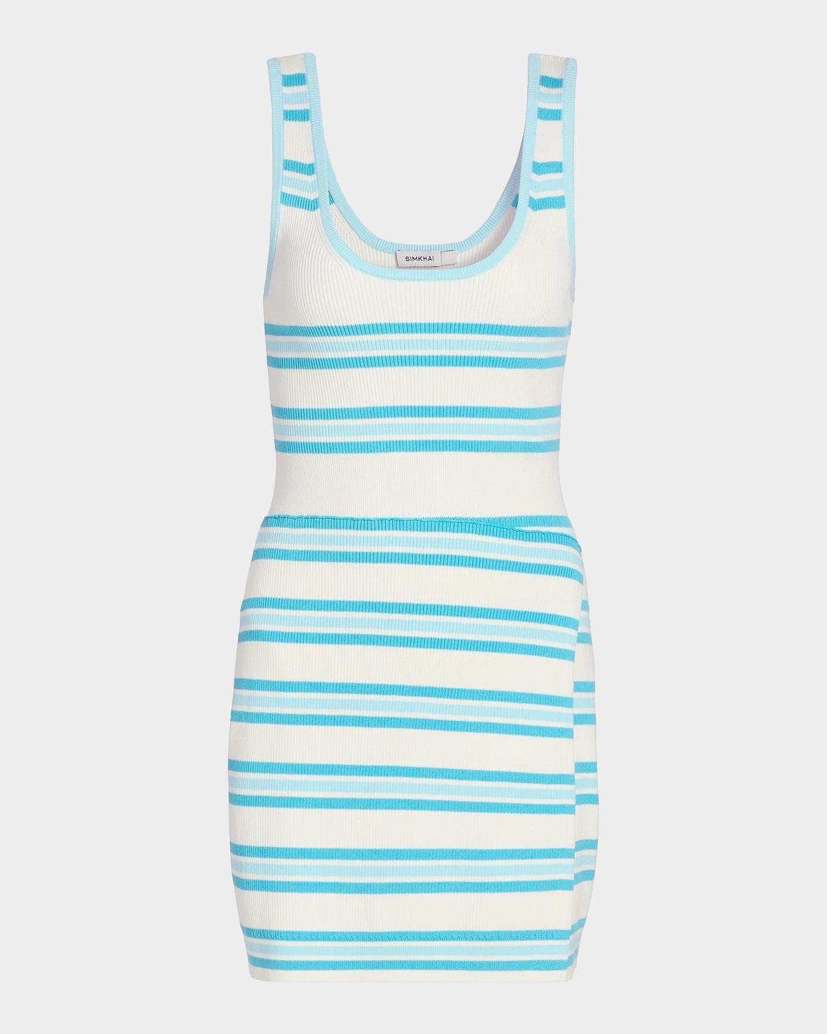 SIMKHAI Marston Striped Cotton-Blend Mini Dress