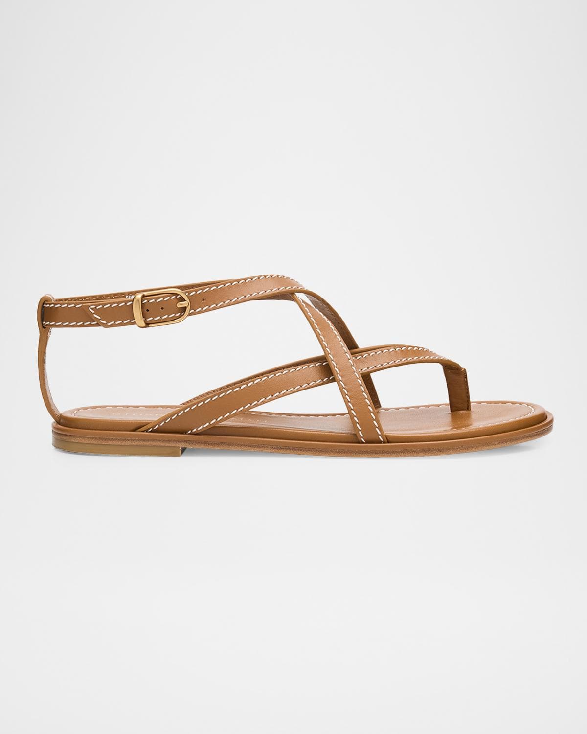 Stuart Weitzman Park Flat Strappy Leather Sandals