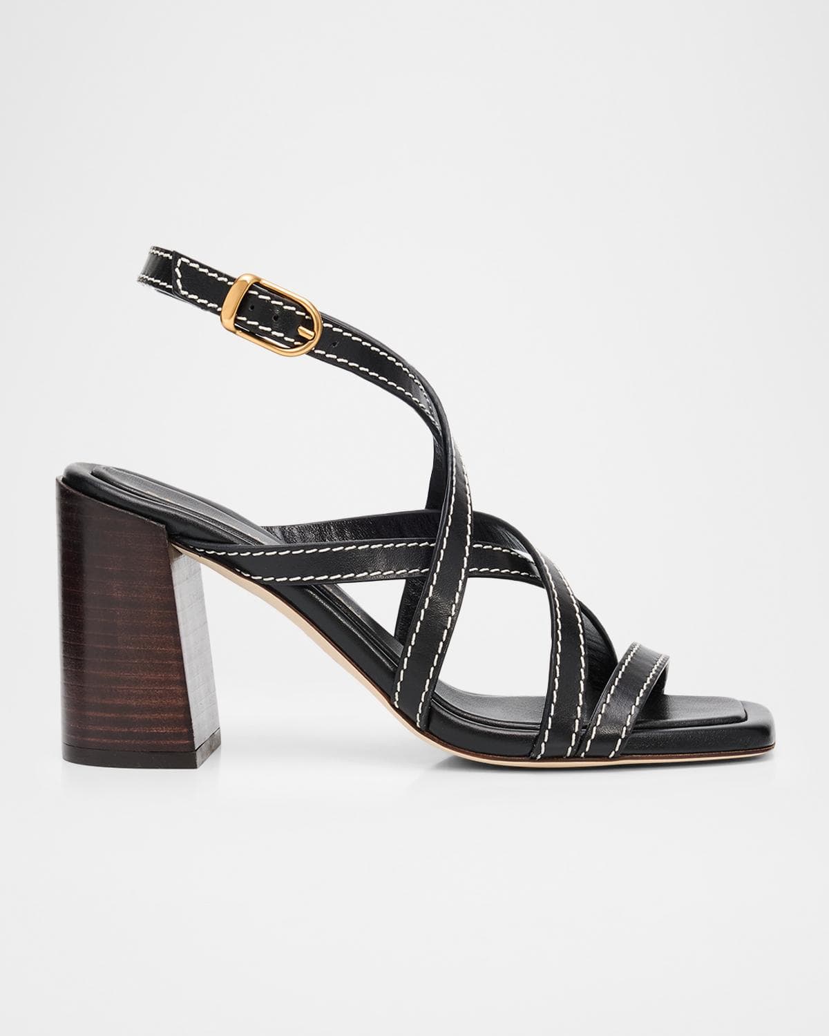 Stuart Weitzman 85mm Park Leather Block-Heel Sandals
