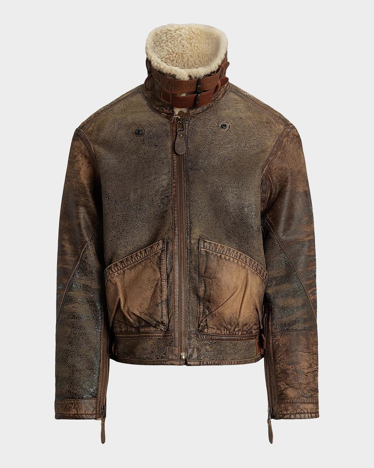 Polo Ralph Lauren Men's Leather-Trim Shearling Flight Jacket