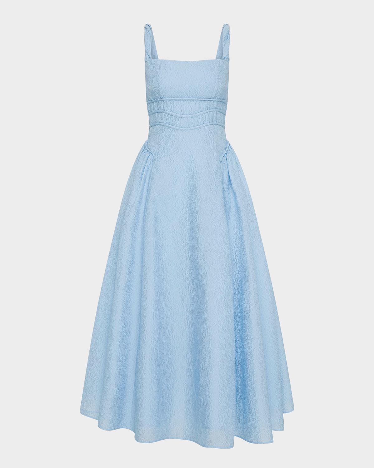 Rachel Gilbert Sophia Strap Textured Jacquard Tea-Length Dress