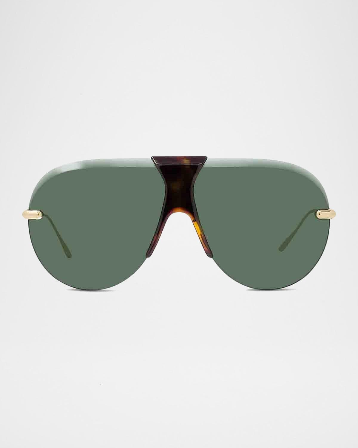 LOEWE Men's Safari Rimless Metal/Acetate Semi-Shield Sunglasses