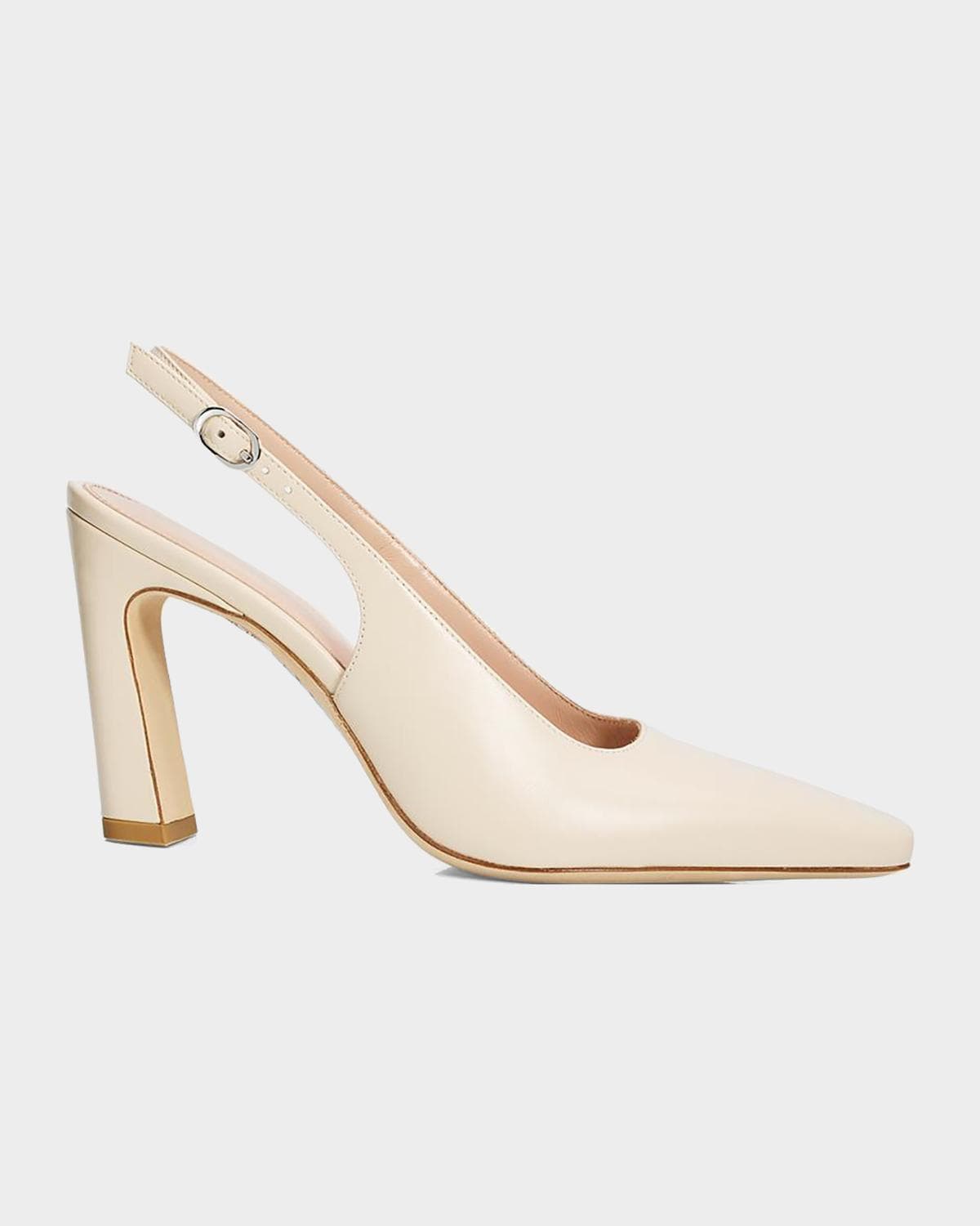 Stuart Weitzman 85mm Stassi Leather Slingback Pumps