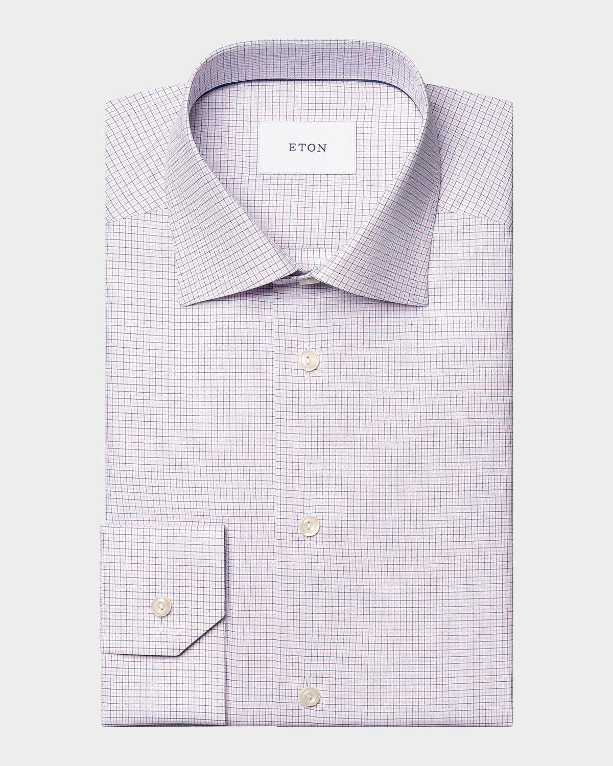 Eton Men's Micro-Check Slim-Fit Cotton Twill Shirt
