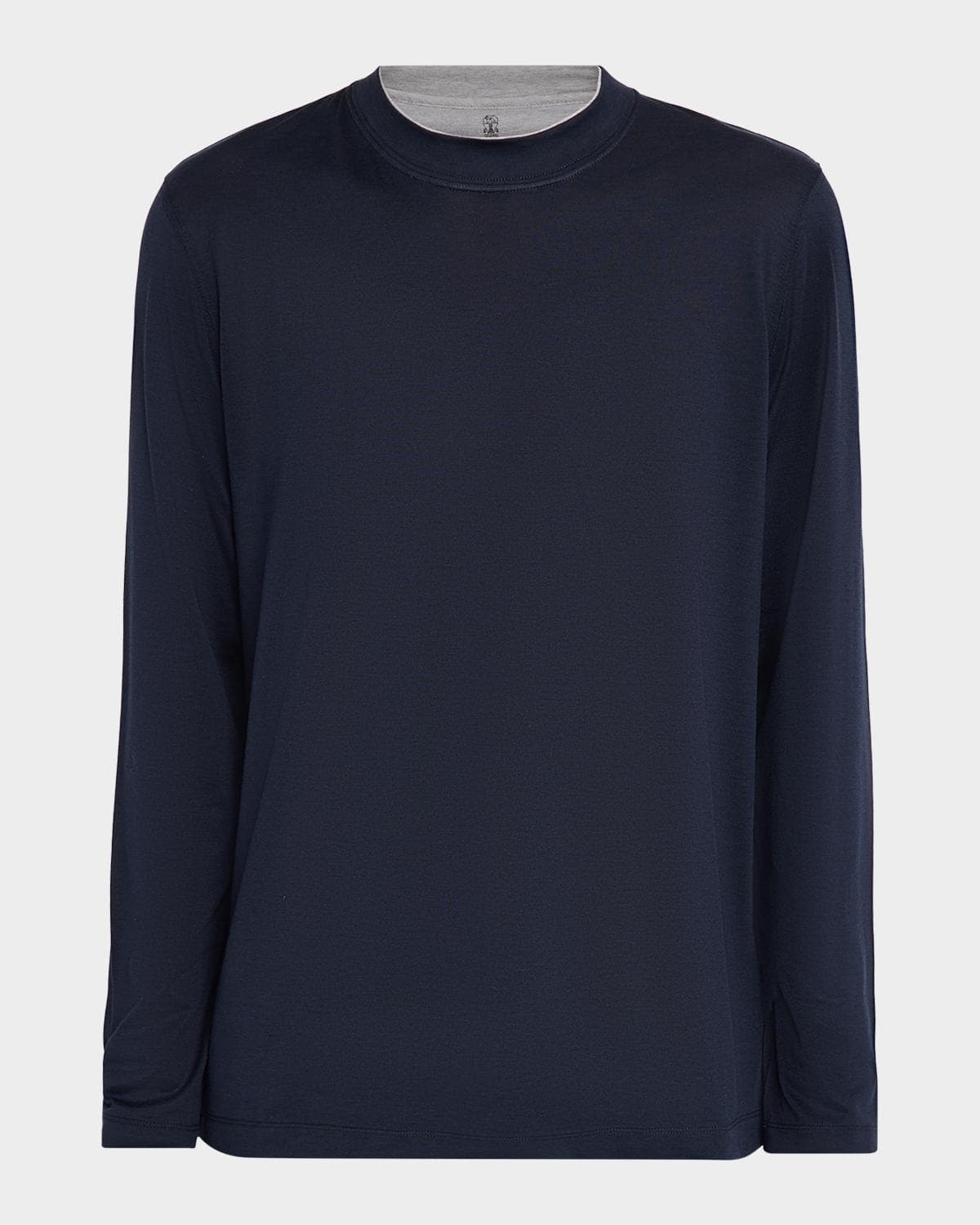 Brunello Cucinelli Men's Silk and Cotton Long-Sleeve Crewneck T-Shirt