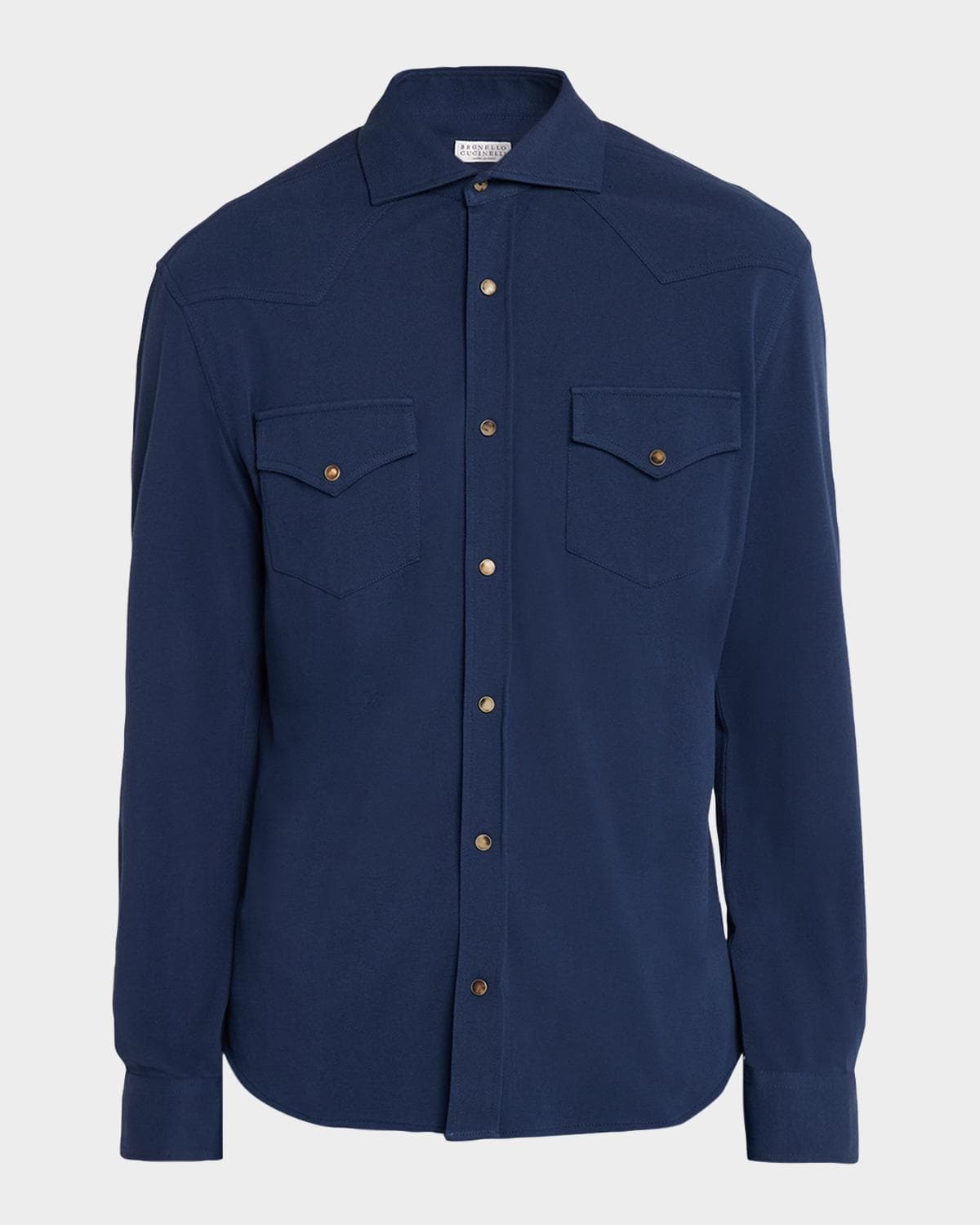 Brunello Cucinelli Men's Cotton Pique Snap-Front Western Shirt